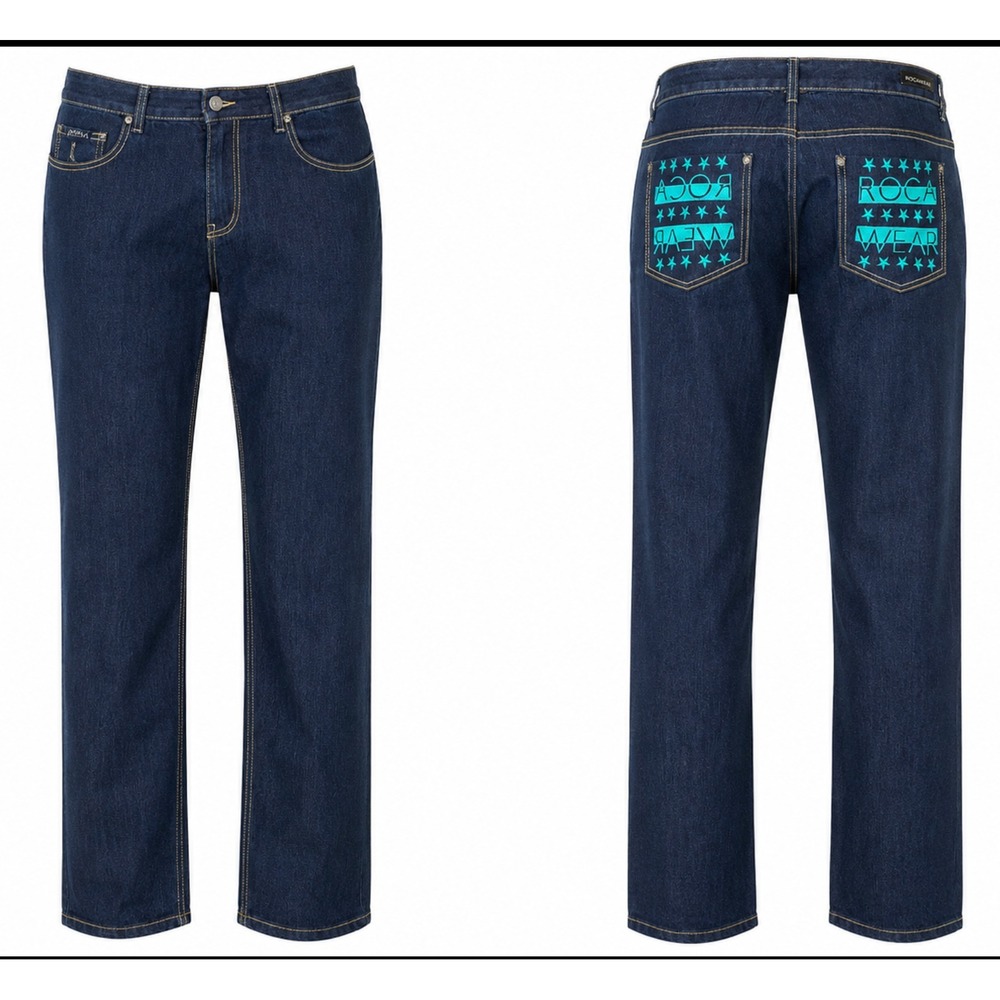 Rocawear Jeans Womens 24 Blue School Girl Gone Roc Straight Leg Embroidered Y2K
